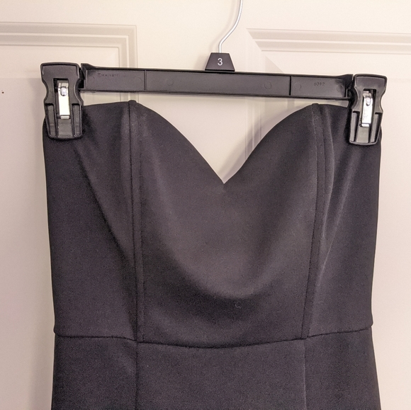 Lulu's Scalloped Strapless Little Black Dress - Picture 3 of 4